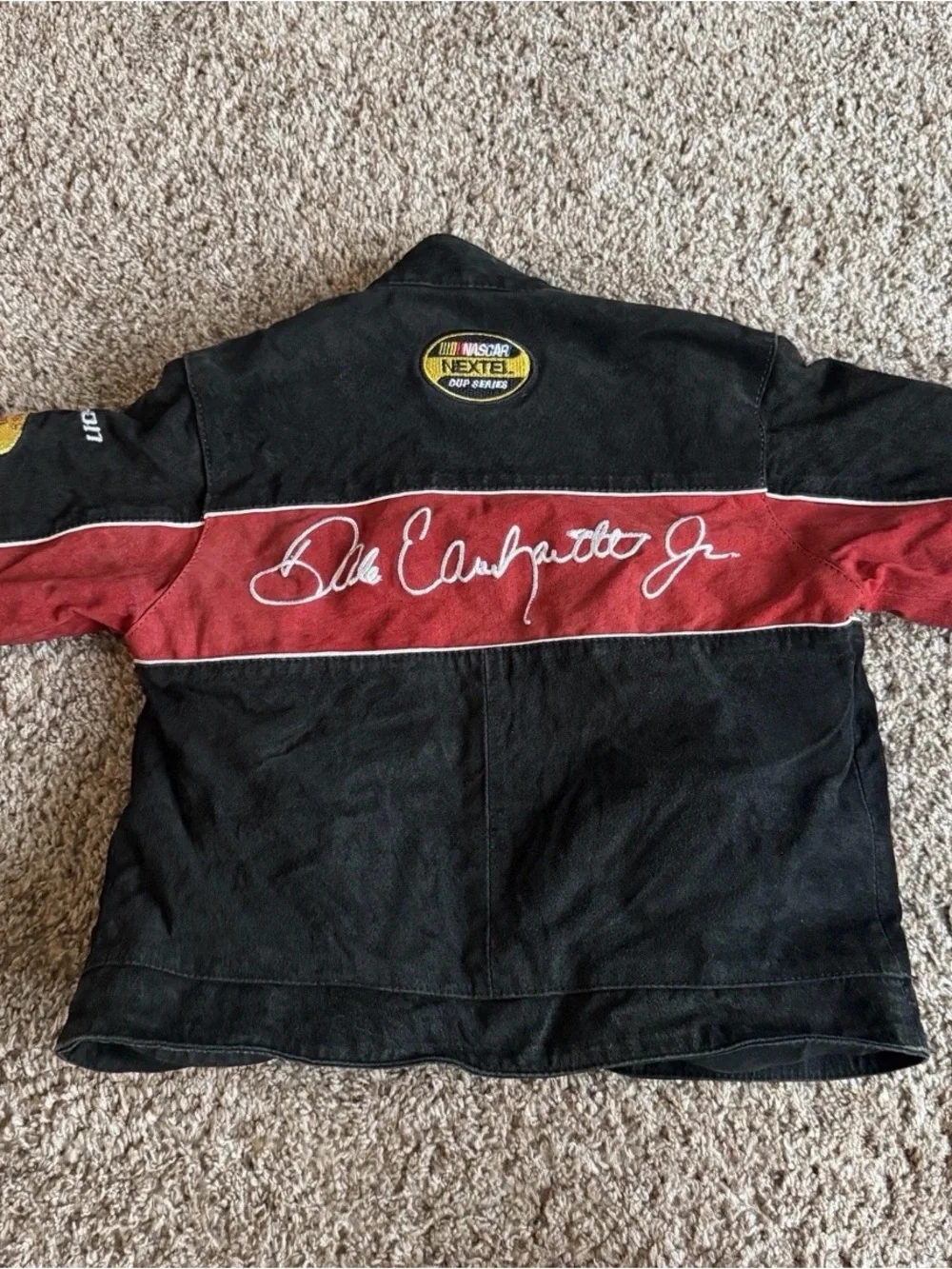 Wrangler Black and Red Kids Racing Jean Jacket with Patch Accents